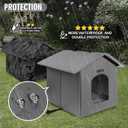 Rest-Eazzzy Outdoor Cat House, Feral Cat House Insulated with Mat and Clip, Weatherproof and Insulated, Cat Beds for Cats Kittens Puppies, Never Blow Away (Grey, S 13" X 13" X 14")