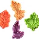 HOSL 4 Piece Leaves Baking Pie Crust Cutters Shapes Random Color Cake Cookie Cutter Set Fondant Stampers Leaves Cake Decorating Cutter Molds DIY Tools