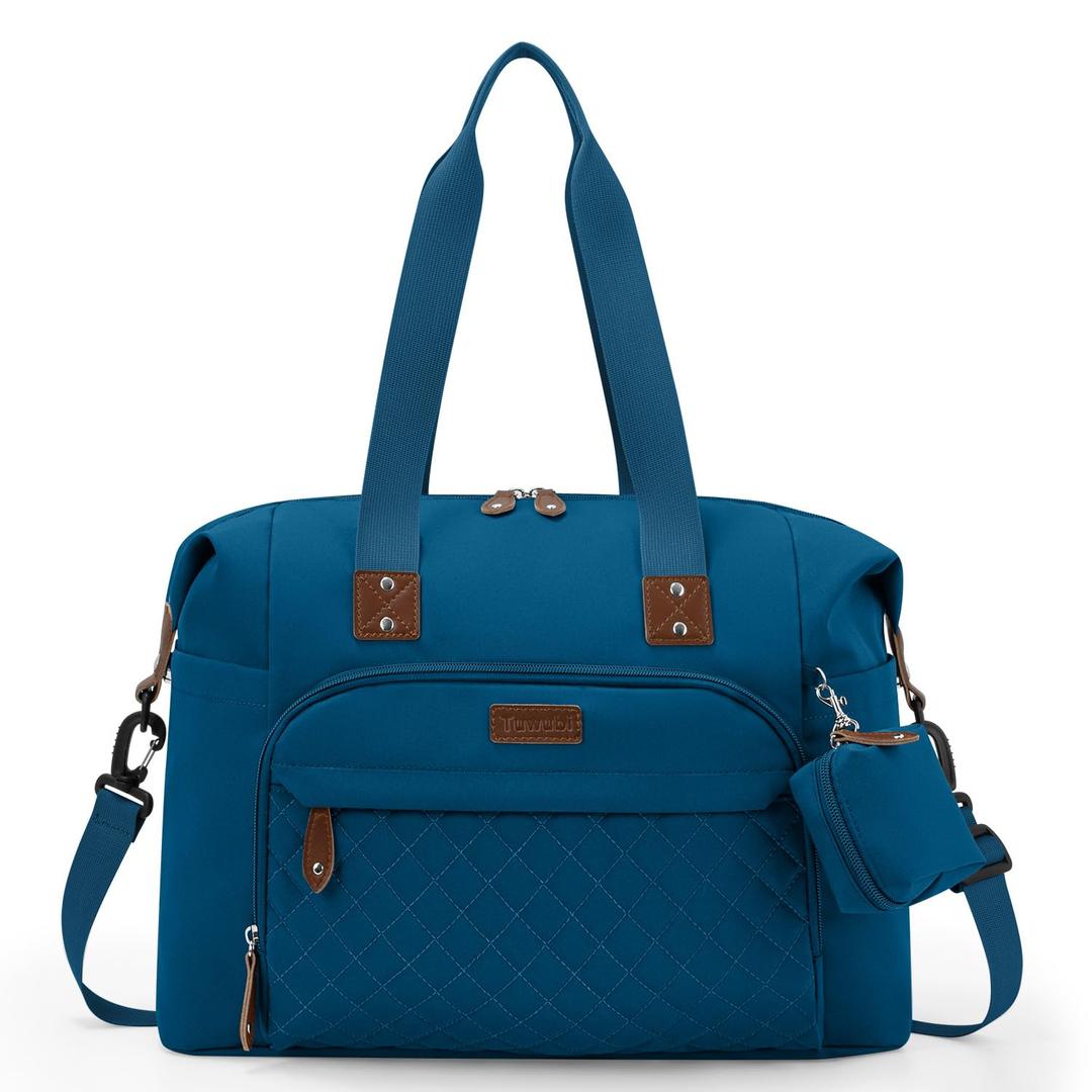 Tuwubi Diaper Bag Tote,Baby Diaper Bag with Pacifier Case Large Travel Diaper Tote Caddy for Mom and Dad Multifunction Baby Bag - M-Teal