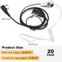 20 x Weewooday 20 Pack Walkie Talkies Earpiece with Mic Radio 2 Pin Acoustic Tube Headset Earpiece Compatible with Baofeng UV-5R Retevis H-777 RT1 RT21 RT22 Arcshell AR-5 2 Way Radio