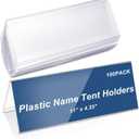 Vicenpal 100 Pieces Clear Plastic Name Tent Holders 11" x 4.25" Acrylic Name Plate for Desk PVC Card Tent Holder Desk Sign Frame for Table Office Business Conference Meeting Room School Display Stand