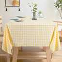 ShinyBeauty 54x108'' Yellow Buffalo Plaid Tablecloth - Checkered Gingham Cotton Blend, Indoor/Outdoor Use, Perfect for Dining, Parties, and Picnics