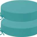 HARBOREST Outdoor Bistro Chair Cushions Set of 2, Waterproof Round Outdoor Cushions with Non-Slip Ties and Removable Covers, 15" D x 3" H, Teal