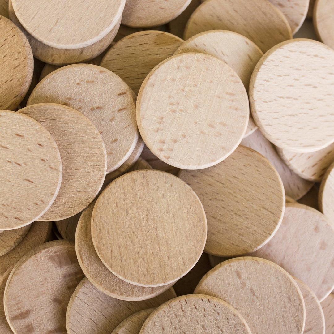 Super Z Outlet Round Unfinished 1.5" Wood Cutout Circles Chips for Arts & Crafts Projects, Board Game Pieces, Ornaments (100 Count)