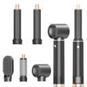 Dryhsip 5 in 1 Hair Styler & Wrap Air Curler, Low-Speed Negative Ionic Hair Tools Drying, Multi Hair Styler, Professional Blow Dryer Brush for Curling Volumizing Straightening Styling (Gray)
