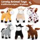 Arrowbash 36 Pcs Adopt a Horse Party Favor Mini Plush Horse Stuffed Animal with 10 White Plastic Fence 12 Kraft Paper Bags Wooden Chalkboard Sign for First Rodeo Birthday Pony Cowboy Farm Supplies