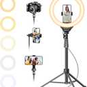 UBeesize 12'' LED Ring Light with 62'' Tripod Stand, Selfie Ring Light for Video Recording, Live Streaming, TikTok & YouTube, Compatible with iPhone & Android (Black)
