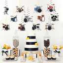 3 x Drum Party Decorations Drum Music Birthday Party Decor Supplies Includes Happy Banner Hanging Swirls Cute Drum Honeycomb Centerpiece