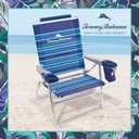 Tommy Bahama Set of 2 Highboy 4 Position Beach Chairs 15 Inch Seat Height with Cupholder, Side Storage Pouch and Mobile Phone Holder