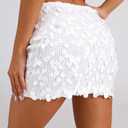 GUANYY Sequin Skirt for Women-Stretchy Bodycon Night Out Party Shine Sparkly Mini Skirts (White, L)