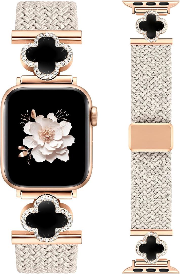 Braided Magnetic Band Compatible with Apple Watch Bands 38/40/41/42/44/45/46/49mm Women Men, Stretchy Elastic Nylon Fabric Woven Strap for iWatch Series 11 10 9 8 7 6 5 4 SE/Ultra 3 2 1