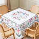 55 x 55 in Mahjong Tablecloth, Floral Card Table Mat, Multi Purpose Game Table Cover, Mahjong Party Decorations for Beginners, Lovers, Card, Board Tile Games, Poker, Dominoes (White)
