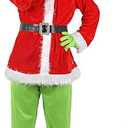 Adults Green Monster Costume Men Women Funny Outfit with Mask Belt Gloves Shoe Covers Christmas Cosplay Props