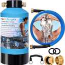 H&G lifestyles Portable Water Softener for RV with Water Hose, Food-Grade Resin 3/4" Brass Fittings 2600 Gallons Softens Hard Water Filtration System for Car Washing Pressure Washing