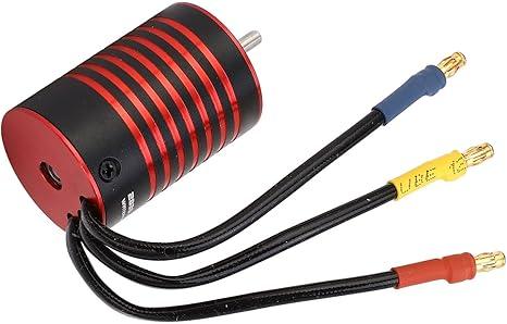 Brushless Motor RC Brushless Motor 2838 Brushless Motor, 4 Poles RC Brushless Motor 2838 Brushless Motor for 1/14 1/16 RC Car Part Black Red Propellers (4400KV)