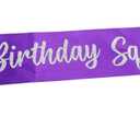 Birthday Squad Sash Purple for Women Men 16th 18th 21st 30th 40th 50th or Any Other Bday Party Supplies Decorations
