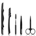 Eyebrow Razor, KAJUDA Eyebrow Kit, 5 in 1 Eyebrow Trimmer, Eyebrow Grooming Set for Women and Men, Including Comb Tweezers, Scissors, Brow Razors, Brush for Eyebrow Eyelash Extensions