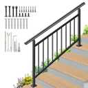 Upgrade Adjustable 5 Steps Handrail, 63"x38" Stair Railing Kit, Railings for Stairs Indoor and outstair, Hand Rails for Porch Railing, Deck Hand Railing, 5 Steps Handrails for Outdoor Steps