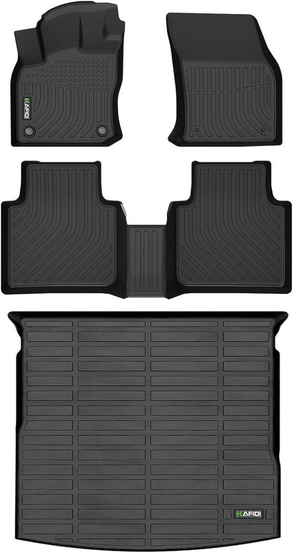 HAFIDI Floor Mats & Cargo Liner Set Fit for 2018-2024 Volkswagen Tiguan All Weather Protection TPE Anti-Slip Automotive Full Set Floor Liners Custom VW Tiguan Accessories - Black