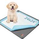 Pee Pad Holder for Dogs, 24" x 24" Non-Slip Silicone Puppy Pee Tray Mat with 4 Magnetic Clips, Reusable, No Spill Raised Lip High Edge, Leak-Proof Puppy Toilet Training Pad for Indoor Floor Protection