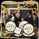 2 x Class of 2026 Graduation Paper Plates and Napkins Set, Black Gold 9 Inch Disposable Plates Napkins Serves 20, Graduation Party Supplies Table Decorations, 9inch and 6.5inch