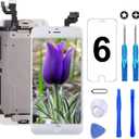 Brinonac for iPhone 6 Screen Replacement White Touch Display LCD Digitizer Full Assembly with Front Camera,Proximity Sensor,Ear Speaker and Home Button Including Repair Tool and Screen Protector