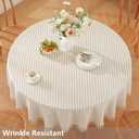 TruDelve Small Round Table Cloth 60 Inch Beige Striped Cloth Tablecloth Boho Fall Round Tablecloths for Outdoor Table Cover (Beige,60",Round)