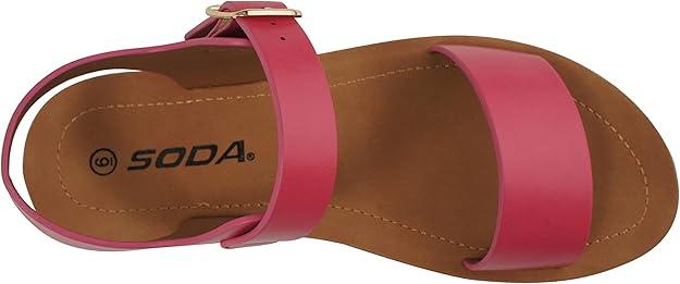 SODA PLENTY ~ Women's Strappy Ankle Wrap Buckle Fashion Flat Sandals, Pink, 13