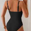 B2prity One Piece Swimsuit for Women Cutout Monokini Color Block Bathing Suit Ruched Sexy Swimwear (Large, Black)