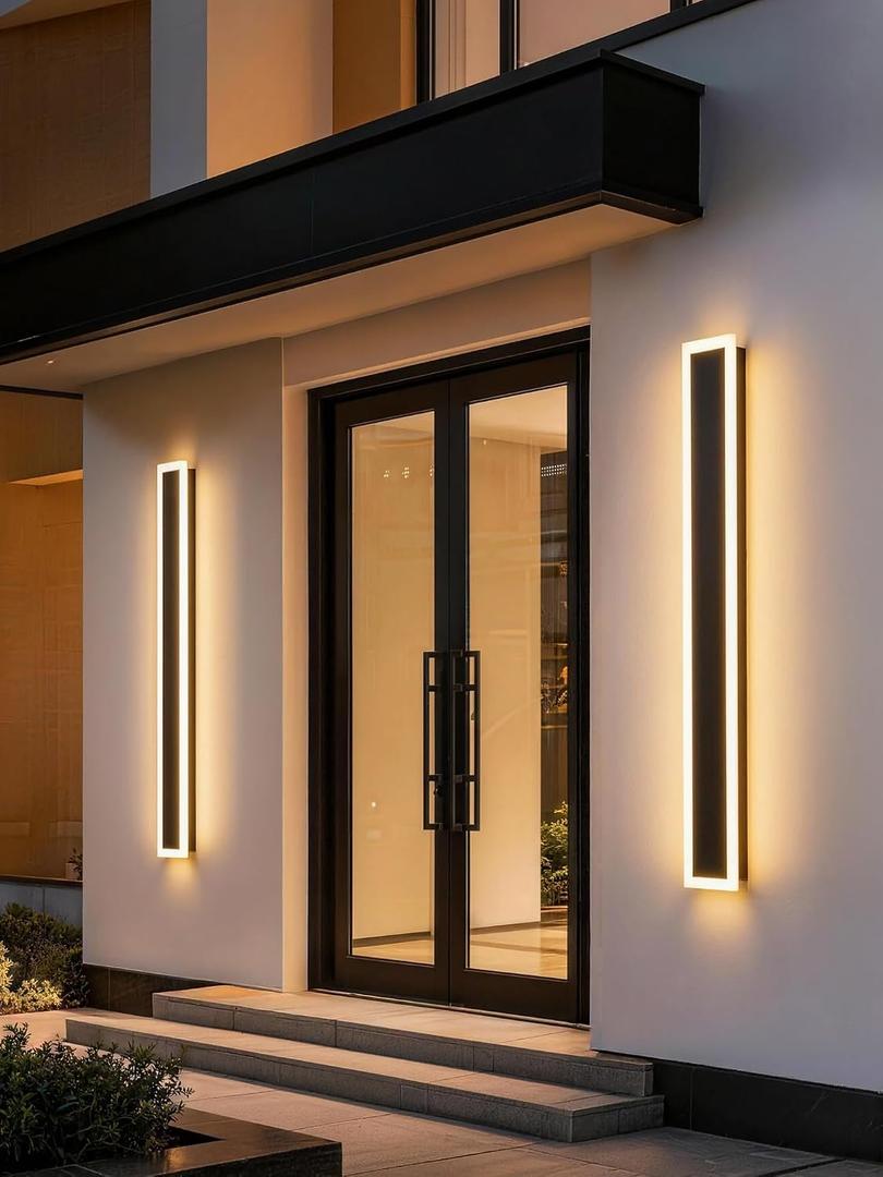 2-Pack Outdoor Modern Wall Lights, 3000K Exterior Lighting Fixture, 31.5in