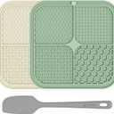 2 Pack Lick Mat for Dogs,Cats,Upgraded 8.58.5 inches Licking Mats with Suction Cups,Slow Feeder Licking Pad for Anxiety Relief and Boredom Reducer,Suitable for Dog Training Set 6 (Green & Beige)