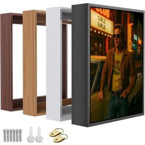 ART Floating Canvas Frame for 1"1.25" Deep Gallery-Wrapped Canvas, Wood-Look Floater Frame for Stretched Canvas Prints & Wall, Black, 8" x 8"