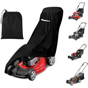 Outdoors Lawn Mower Cover - Heavy Duty 420D Polyester Oxford Waterproof UV Protection Universal Fit Push Lawn Mower Storage with Drawstring & Cover Storage Bag, Waterproof Lawnmower Covers for Outdoor