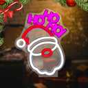 Santa Claus Neon Sign Ho Ho Ho,Adjustable Brightness Santa Claus Neon Light,USB Powered Light Up Sign for Home Xmas Party Decoration