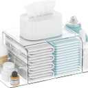 Acrylic Diaper Caddy, Clear & Detachable Diaper Stacker Holder Storage, Baby Changing Table Organizer for Baby Diapers, Wipes & Baby Accessories, Ideal for Changing Table with Spacious Capacity