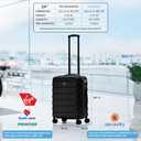 Flight Knight 24x16x10 Expandable Carry On Suitcase Hardside TSA Lock USB C Lightweight Luggage Silent Double Spinner Wheels Maximum Overhead Carry-On Bag For Virgin South West Approved Black