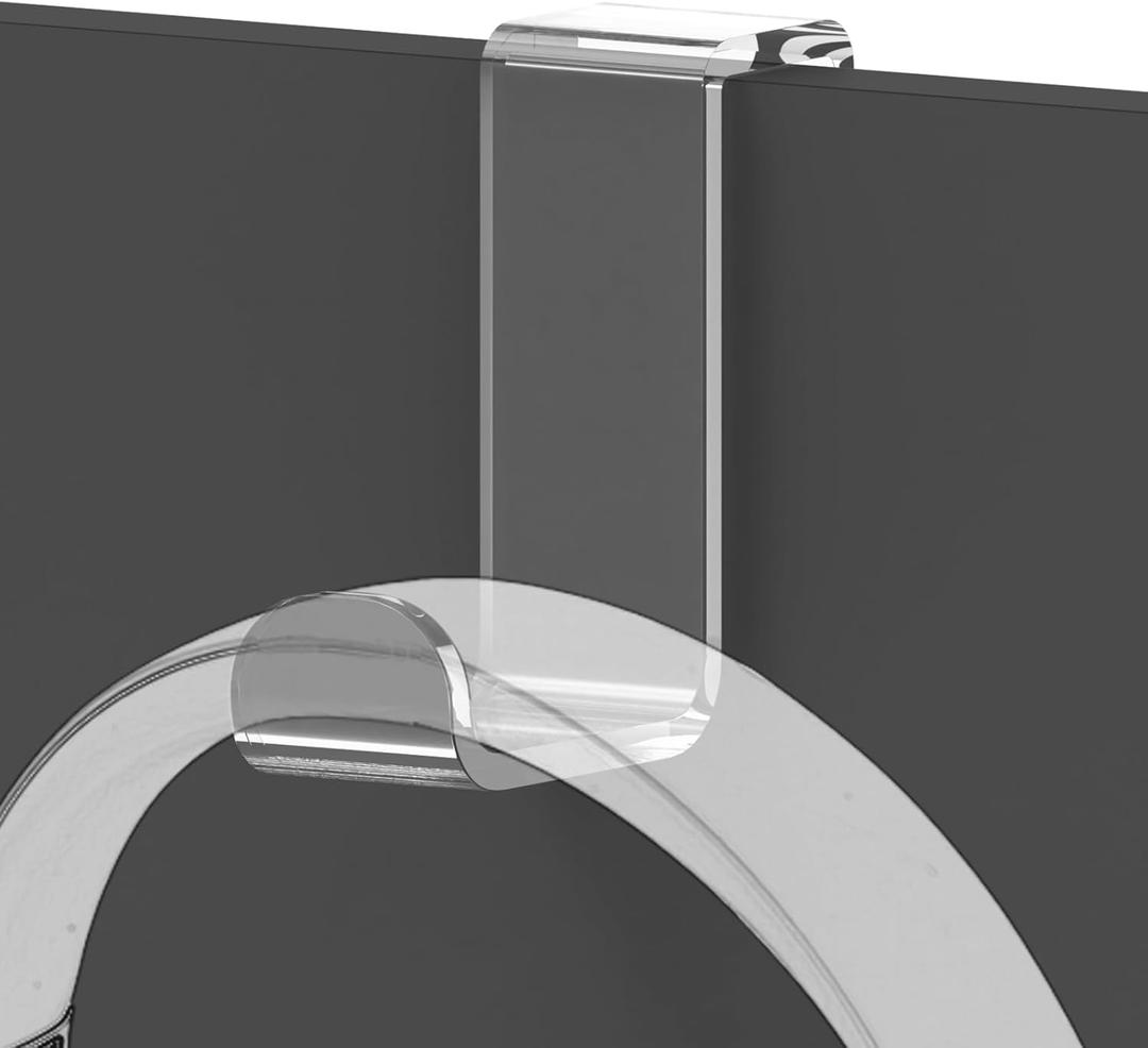 GEEKRIA Acrylic Cubicle Wall Hooks for Headphones, Headphone Hook Holder, Headsets Hanger Compatible with Bose, Sony, Sennheiser, ATH, AKG, JBL, Beats (Clear)