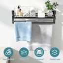 Towel Racks with Shelf for Bathroom Wall Mounted, 24 Inch, Black