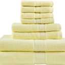 Madison Park 800GSM Bathroom Towel Set of 8 100% Cotton Bath Towel Set for Bathroom Luxurious Highly Absorbent 2 Bath Towels 2 Hand Towels 4 Washcloths Quick Dry Spa Quality Yellow (Multi-Size Set (30 x 54, 16 x 28, 13 x 13 in))