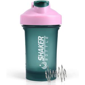 Shaker Bottle,400ml Small Protein Shaker Bottle with Mixing Ball, Portable 14oz GYM Shakes Cup for Workout,BPA free, 100% Leak Proof,Dishwasher SafeGreen (13.5 Ounces)