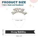 PATIKIL It's My Birthday Sash with Headband, Birthday Sash Tiara for Women Party Crown Birthday Queen Decoration Kit Accessories, Black Gold