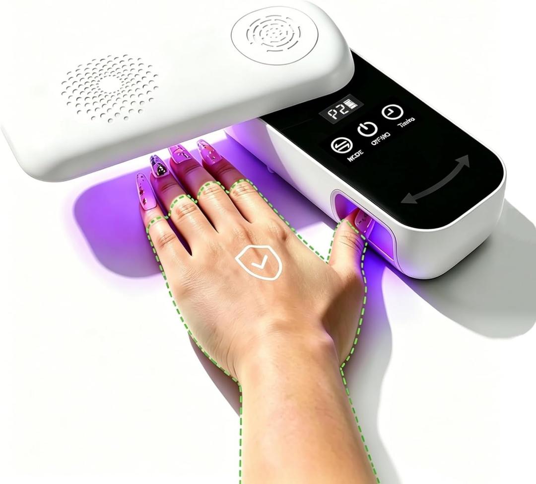 UV Nail Lamp for Desk, Rechargeable Nail Care Device for Toenail & Fingernails, Cordless UV Light with 4 Colors & 4 Timers, Rotatable Panel UV Protection Nail Desk Lamp for Nail Care