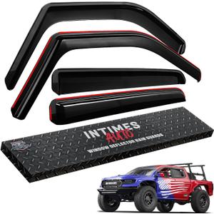 in-Channel Side Window Rain Guards for 2017-2024 Ford F-250 F-350 Super Duty and 2015-2020 Ford F-150 with SuperCrew Crew Cab, Smoked Black Window Deflectors Vent Visors, Set of 4 (F-150 & F-250 SuperCrew, In-Channel Smoked)