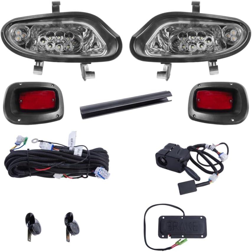 EZGO TXT FREEDOM 2014+ LED Street Legal Light Kit 48V, LED headlight, taillight, Upgraded wiring harness, Deluxe turn signal switch,Horn, Steering wheel cover