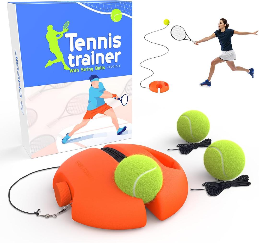 Tennis Trainer Rebound Ball with 3 String Balls, Portable Tennis Training Tool Suitable for Beginners Sport Exercise-Blue (Orange)