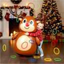 Christmas Games for Family PartyInflatable Reindeer Antler Ring Toss Game and Wobbling Punching Bag, Fun Holiday Games Xmas Gifts for Kids and Adults Also Great for Carnival Decoration