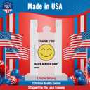 Fuxury 1000 Count Happy Smiling Face Thank You Plastic Bags (11.5 x 6.5 x 21) White, Have a Nice Day T-shirt Bags for Business, Grocery, Take Out, To Go, Retail Shopping in Bulk (Made in USA)