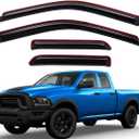 Lightronic 194101 Extra Durable Clip-on In-Channel Auto Vent Window Visors, Fits 2009-2010 Dodge Ram 1500, 2011-2018 Ram 1500, 2019-2024 Ram 1500 Classic, Quad Cab, UV-Protect Rain Guard, Smoke, 4-Pcs
