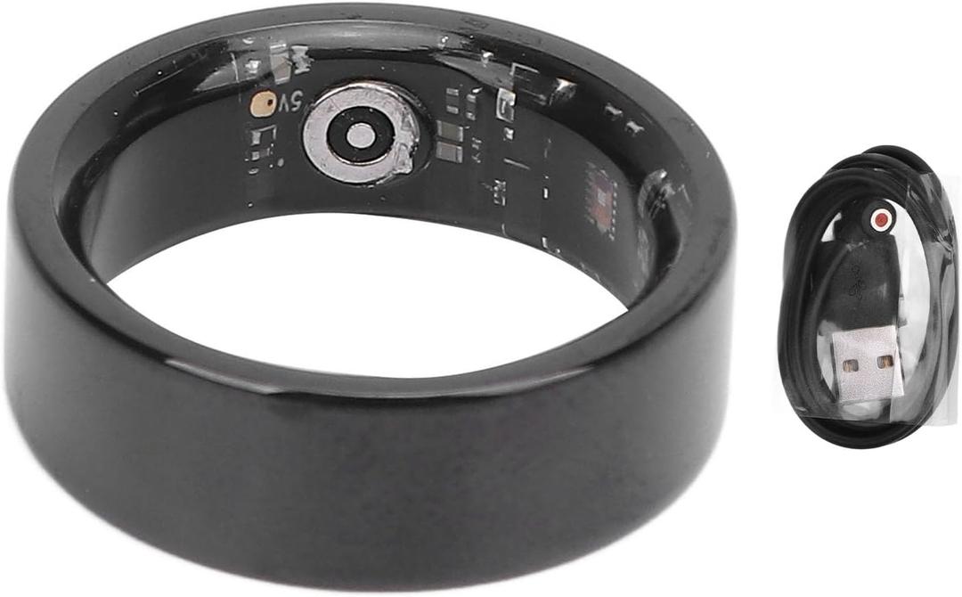Smart Ring Health Tracker, BT5.0 Sleep Tracking Wearable Health Rings, Health Fitness Tracker Rings for Women & Men, with Multiple Modes (11#) (Black)