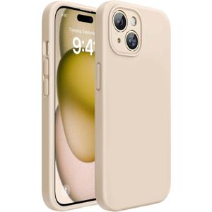 Miracase Compatible with iPhone 15 Case, [Soft Anti-Scratch Microfiber Lining], Liquid Silicone Case Gel Rubber Shockproof Drop Protection Phone Case for iPhone 15, Sand